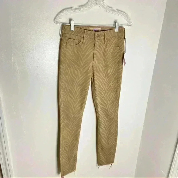 NEW MOTHER The Looker Ankle Fray Jeans Sweet Stripes Animal Print Denim Bohemian - Picture 10 of 10